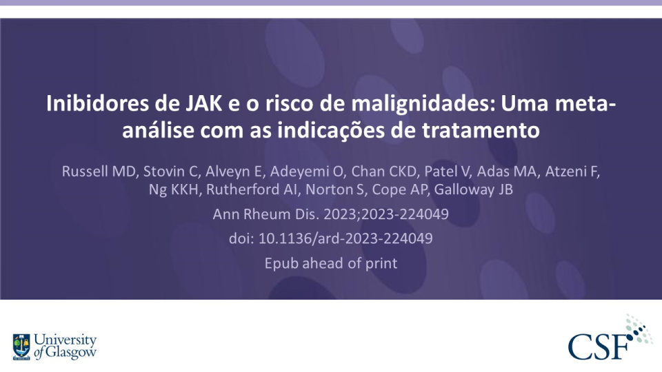 Publication thumbnail: Inibidores de JAK e o risco de malignidades: Uma meta-análise com as indicações de tratamento