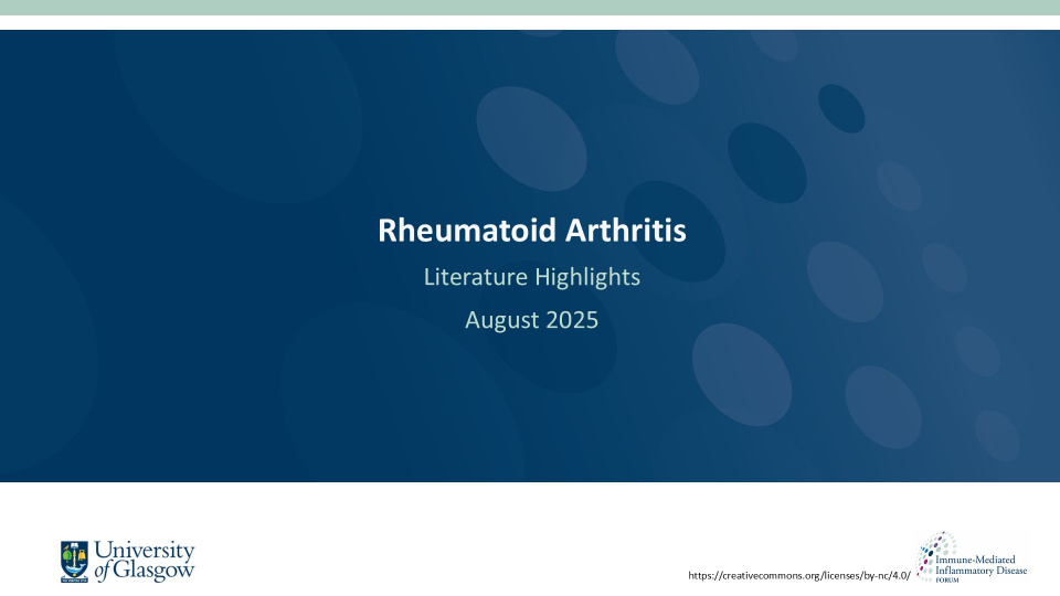 Literature review thumbnail: RA Literature Highlights - August 2025