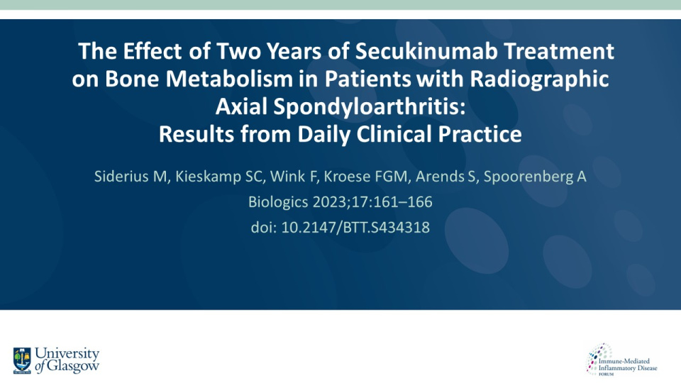 Publication thumbnail: The Effect of Two Years of Secukinumab Treatment on Bone Metabolism in Patients with Radiographic Axial Spondyloarthritis: Results from Daily Clinical Practice